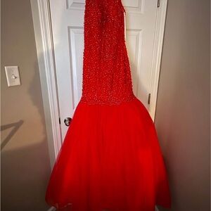 Red Beaded Tulle Dress Size 10